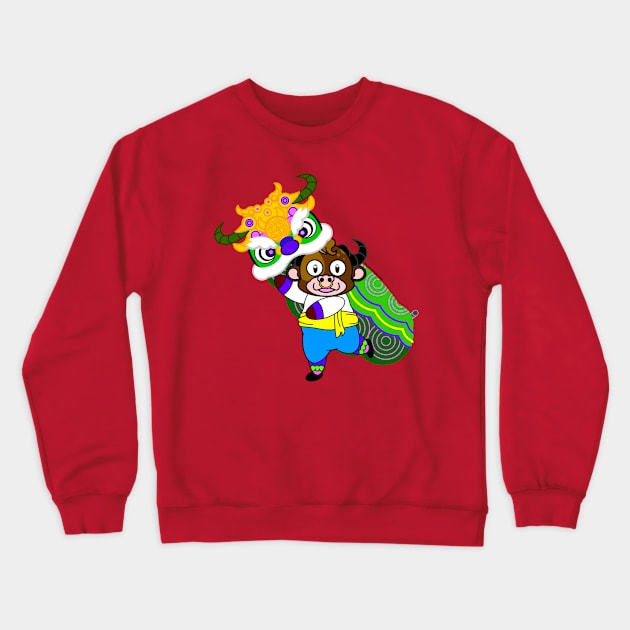 CNY: YEAR OF THE OX LION DANCER Crewneck Sweatshirt by cholesterolmind